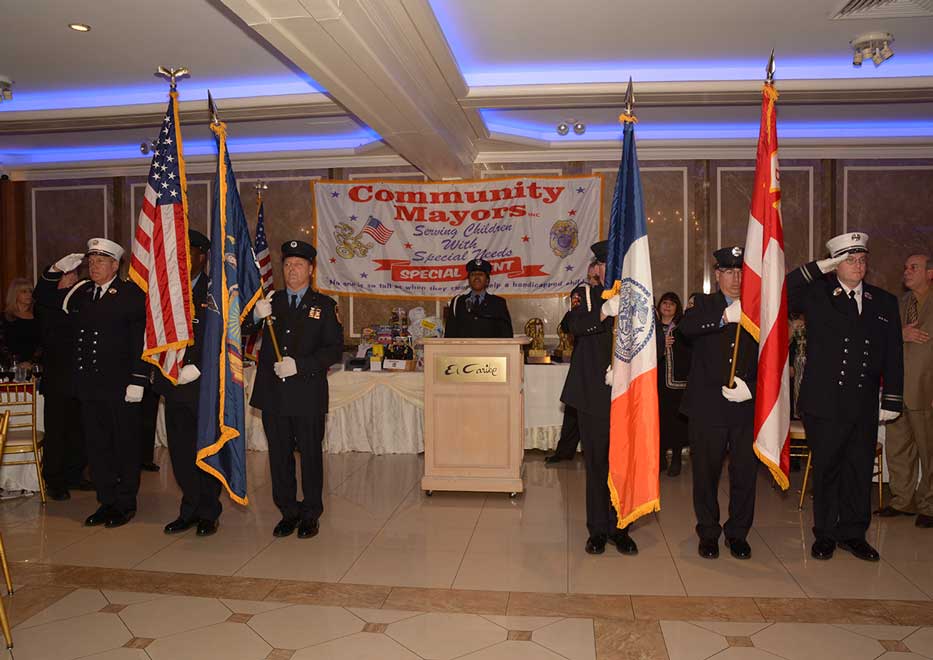 Salute of the United States Flag by uniformed military officers at Annual Charity Gala Community Mayors